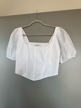 Abercrombie & Fitch Puff Sleeve Square Neck Corset Crop Top
